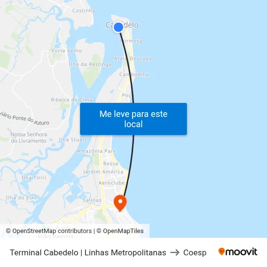 Terminal Cabedelo | Linhas Metropolitanas to Coesp map