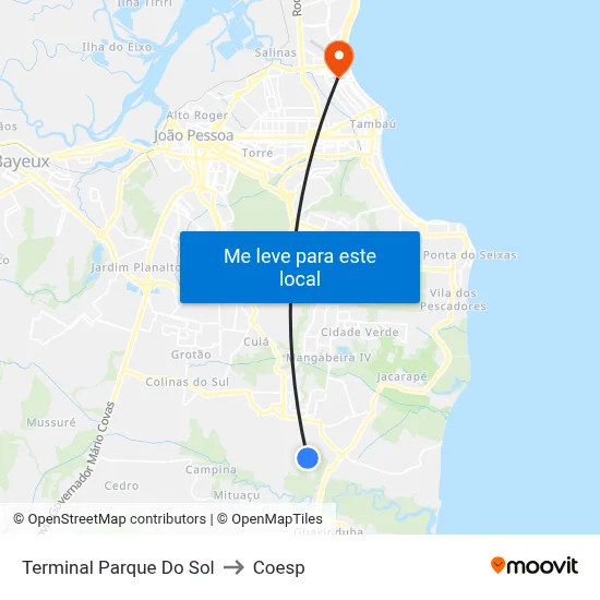 Terminal Parque Do Sol to Coesp map