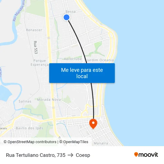 Rua Tertuliano Castro, 735 to Coesp map
