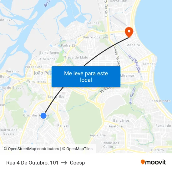 Rua 4 De Outubro, 101 to Coesp map
