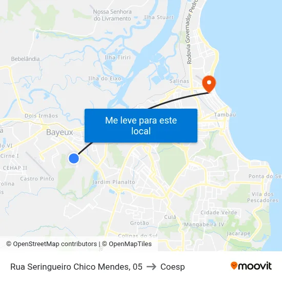 Rua Seringueiro Chico Mendes, 05 to Coesp map