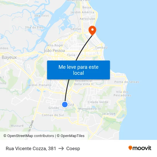 Rua Vicente Cozza, 381 to Coesp map