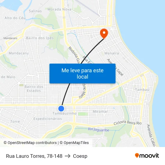 Rua Lauro Torres, 78-148 to Coesp map