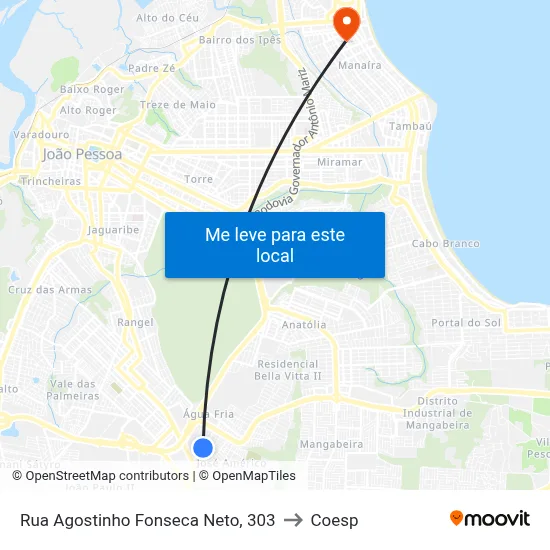 Rua Agostinho Fonseca Neto, 303 to Coesp map