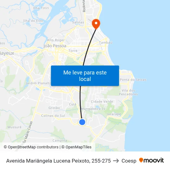 Avenida Mariângela Lucena Peixoto, 255-275 to Coesp map