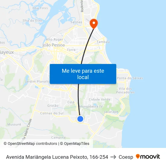 Avenida Mariângela Lucena Peixoto, 166-254 to Coesp map