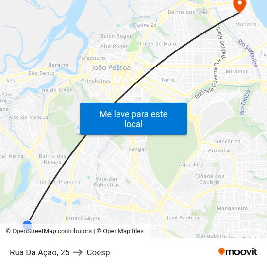 Rua Da Ação, 25 to Coesp map