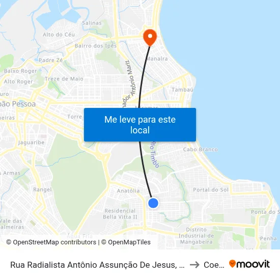 Rua Radialista Antônio Assunção De Jesus, 300-348 to Coesp map