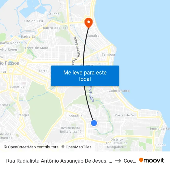 Rua Radialista Antônio Assunção De Jesus, 502-548 to Coesp map