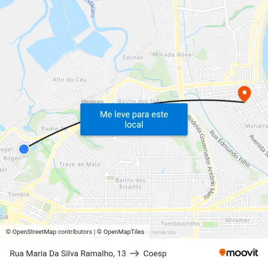 Rua Maria Da Silva Ramalho, 13 to Coesp map