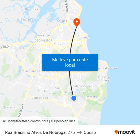 Rua Brasilino Alves Da Nóbrega, 275 to Coesp map