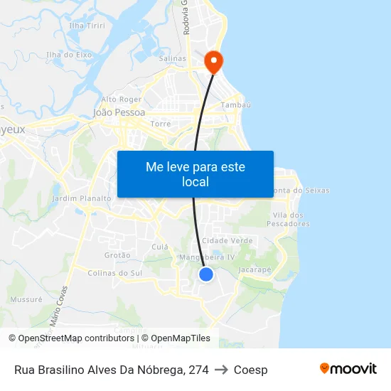 Rua Brasilino Alves Da Nóbrega, 274 to Coesp map