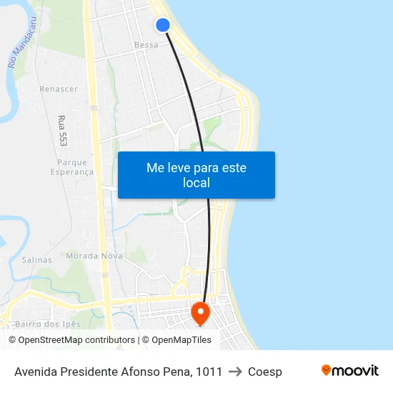 Avenida Presidente Afonso Pena, 1011 to Coesp map
