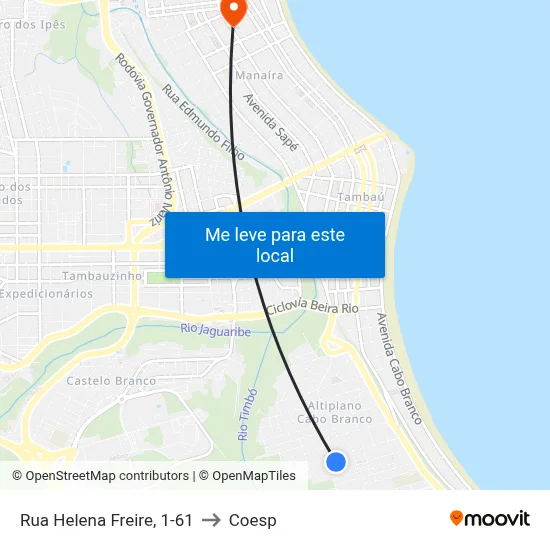 Rua Helena Freire, 1-61 to Coesp map