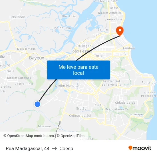Rua Madagascar, 44 to Coesp map