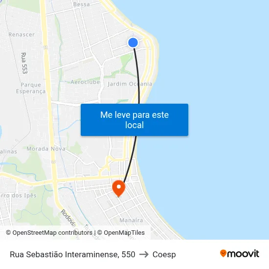 Rua Sebastião Interaminense, 550 to Coesp map