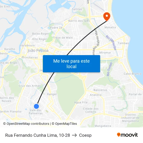 Rua Fernando Cunha Lima, 10-28 to Coesp map
