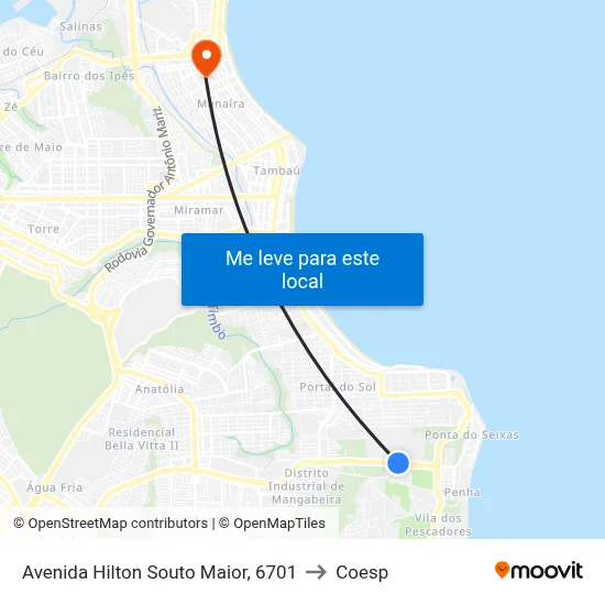 Avenida Hilton Souto Maior, 6701 to Coesp map