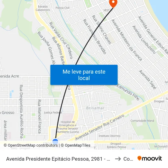 Avenida Presidente Epitácio Pessoa, 2981 - Viaduto Br-230 to Coesp map