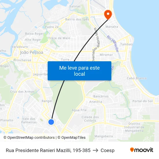 Rua Presidente Ranieri Mazilli, 195-385 to Coesp map