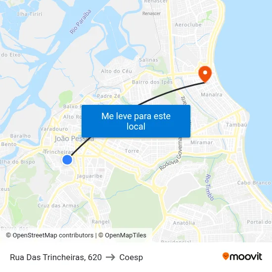 Rua Das Trincheiras, 620 to Coesp map