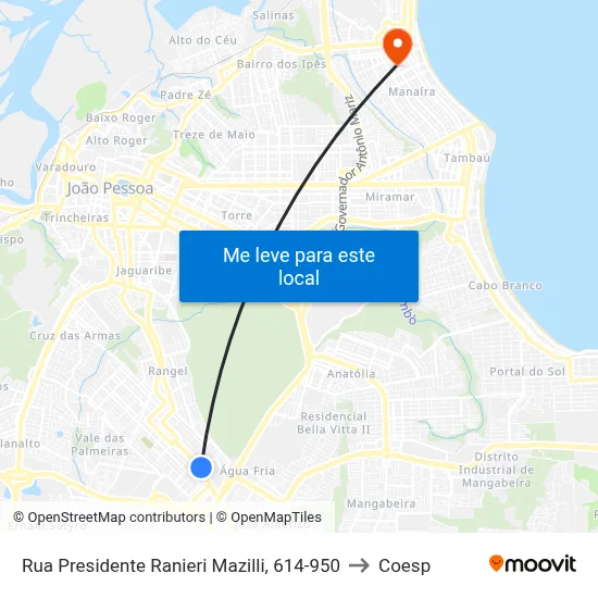 Rua Presidente Ranieri Mazilli, 614-950 to Coesp map