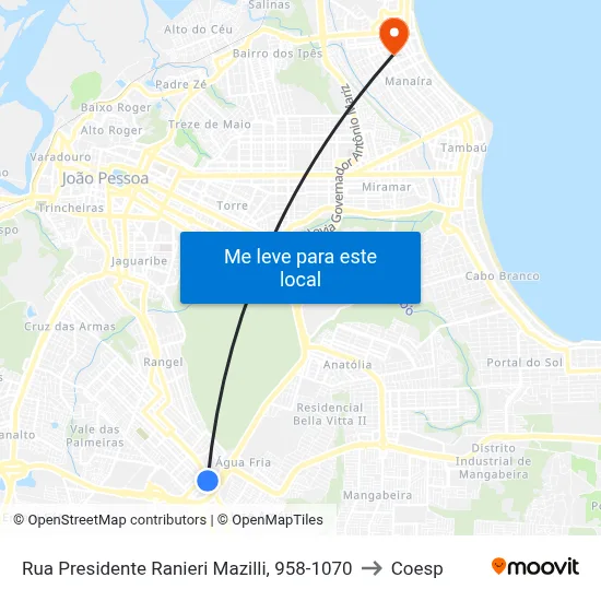 Rua Presidente Ranieri Mazilli, 958-1070 to Coesp map