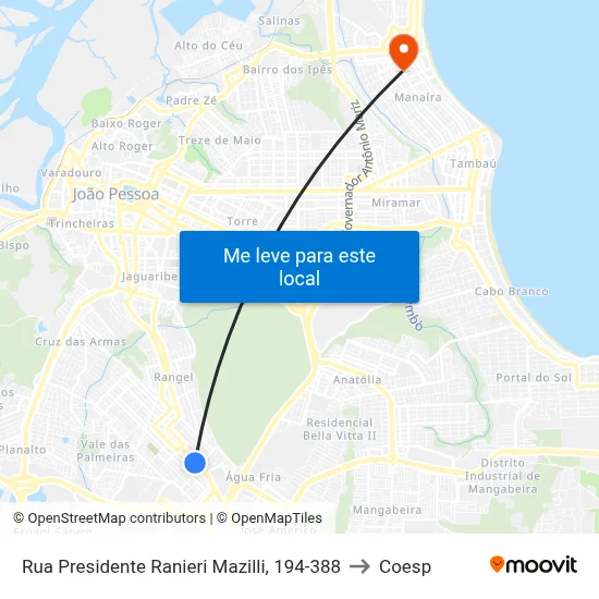 Rua Presidente Ranieri Mazilli, 194-388 to Coesp map