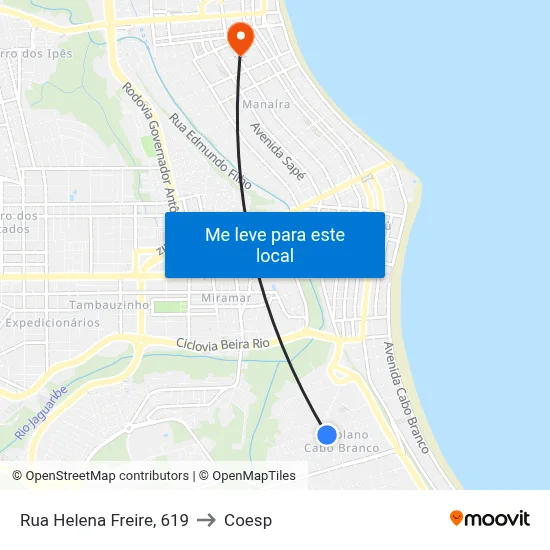 Rua Helena Freire, 619 to Coesp map