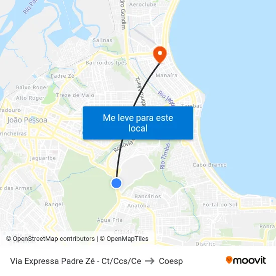 Via Expressa Padre Zé - Ct/Ccs/Ce to Coesp map