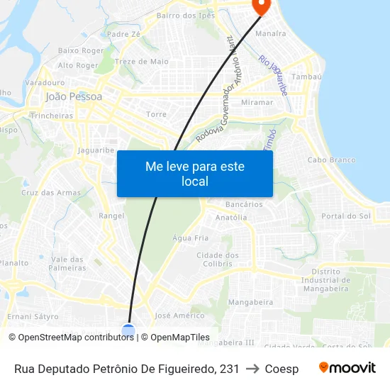 Rua Deputado Petrônio De Figueiredo, 231 to Coesp map