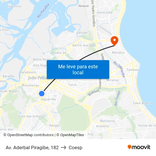 Av. Aderbal Piragibe, 182 to Coesp map