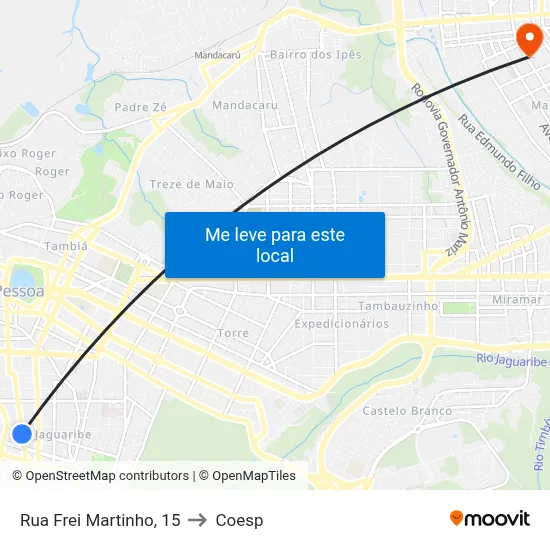 Rua Frei Martinho, 15 to Coesp map