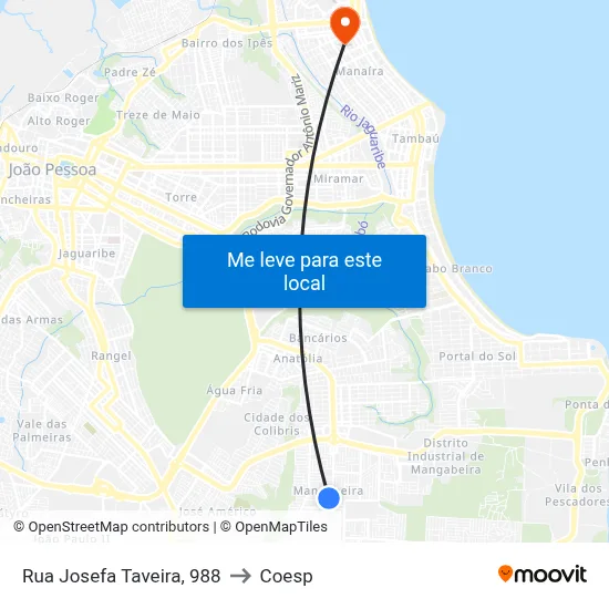 Rua Josefa Taveira, 988 to Coesp map