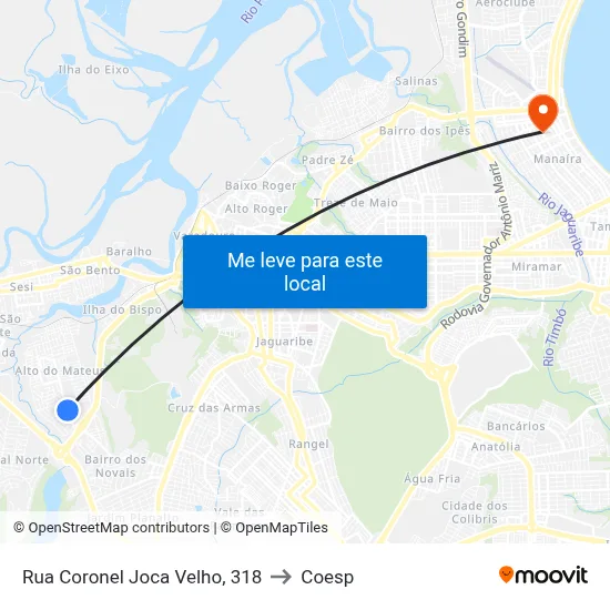 Rua Coronel Joca Velho, 318 to Coesp map