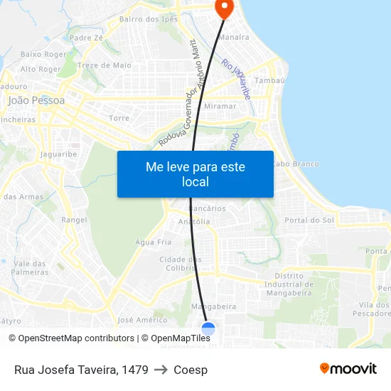 Rua Josefa Taveira, 1479 to Coesp map