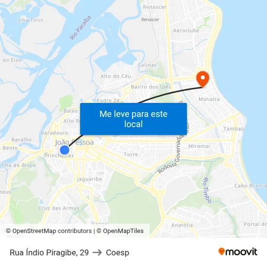 Rua Índio Piragibe, 29 to Coesp map