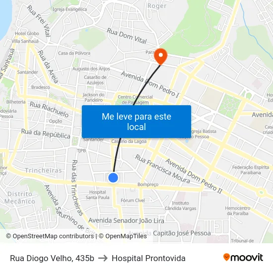 Rua Diogo Velho, 435b to Hospital Prontovida map