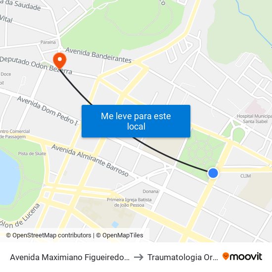 Avenida Maximiano Figueiredo, 190 - Praça Da Independência to Traumatologia Ortopedia da Paraiba map