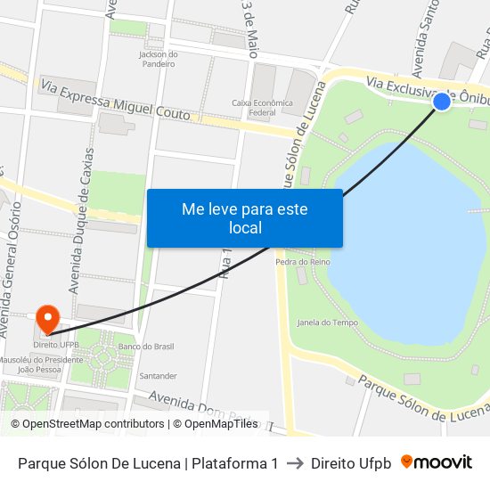 Parque Sólon De Lucena | Plataforma 1 to Direito Ufpb map