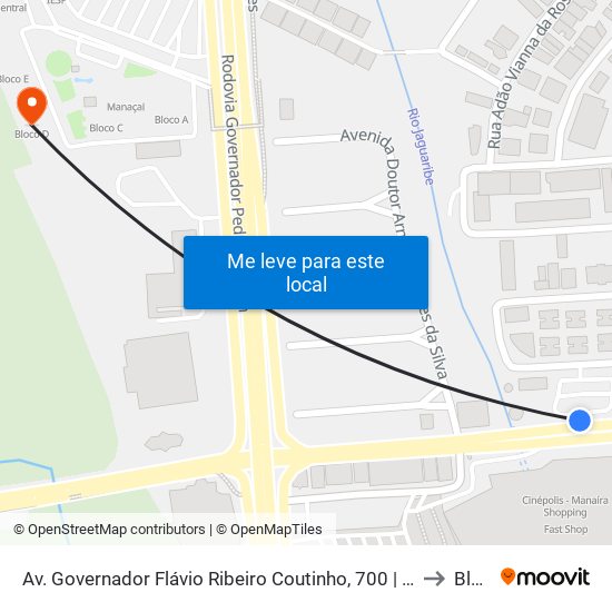 Av. Governador Flávio Ribeiro Coutinho, 700 | Manaíra Shopping (Sentido Centro) to Bloco D map