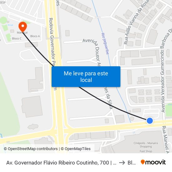 Av. Governador Flávio Ribeiro Coutinho, 700 | Manaíra Shopping (Sentido Centro) to Bloco B map