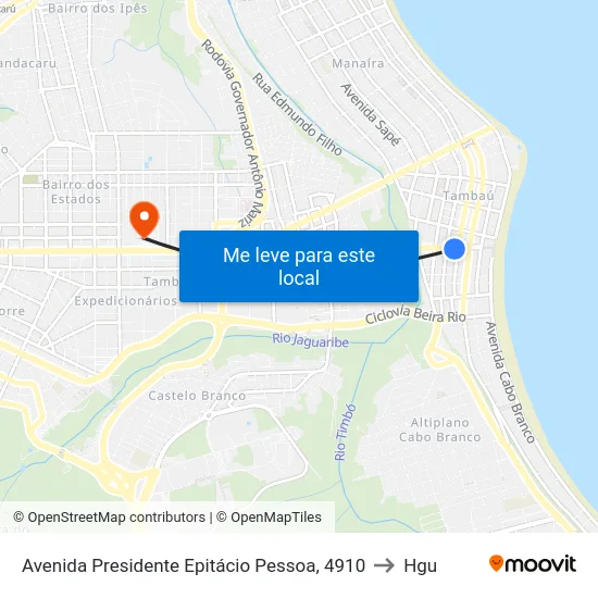 Avenida Presidente Epitácio Pessoa, 4910 to Hgu map