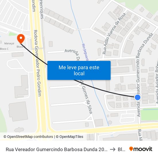 Rua Vereador Gumercindo Barbosa Dunda 205 - Supermercado Rabelo (Sent. Manaíra) to Bloco A map
