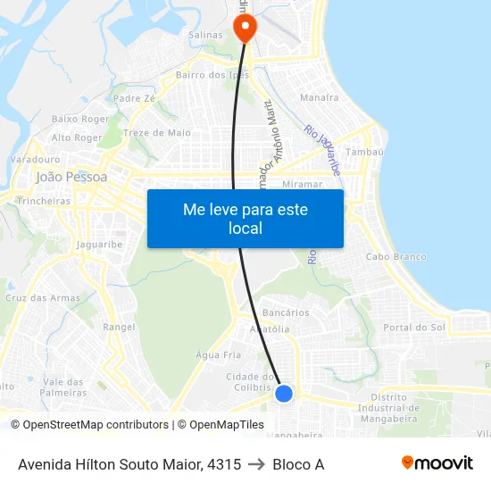 Avenida Hílton Souto Maior, 4315 to Bloco A map