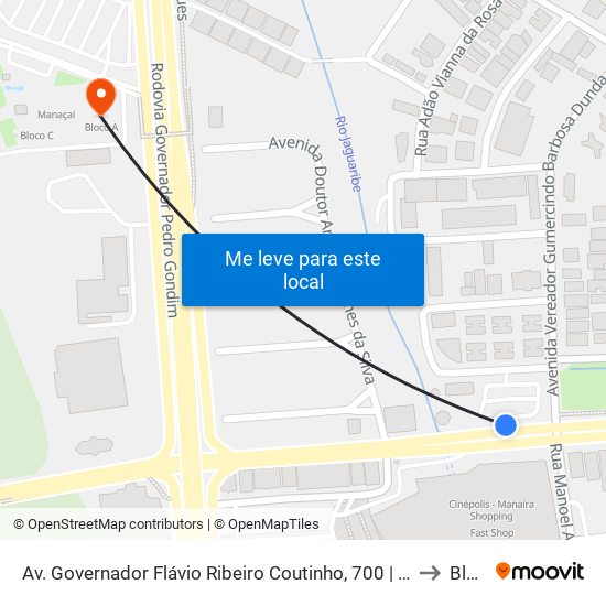 Av. Governador Flávio Ribeiro Coutinho, 700 | Manaíra Shopping (Sentido Centro) to Bloco A map