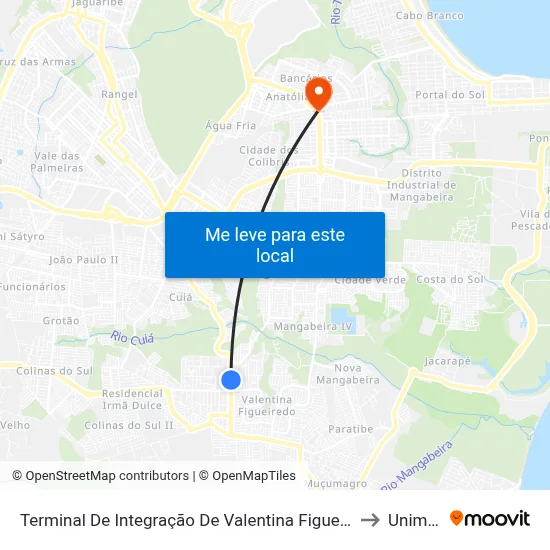 Terminal De Integração De Valentina Figueiredo to Unimed map