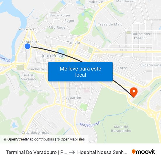 Terminal Do Varadouro | Plataforma B-01 to Hospital Nossa Senhora das Neves map