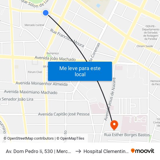 Av. Dom Pedro Ii, 530 | Mercado Central to Hospital Clementino Fraga map