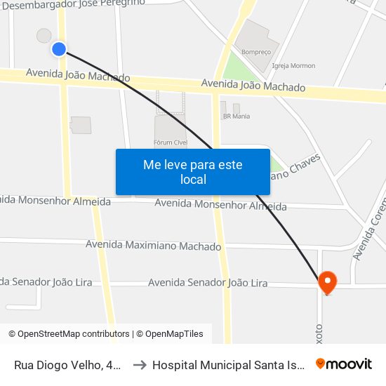 Rua Diogo Velho, 435b to Hospital Municipal Santa Isabel map